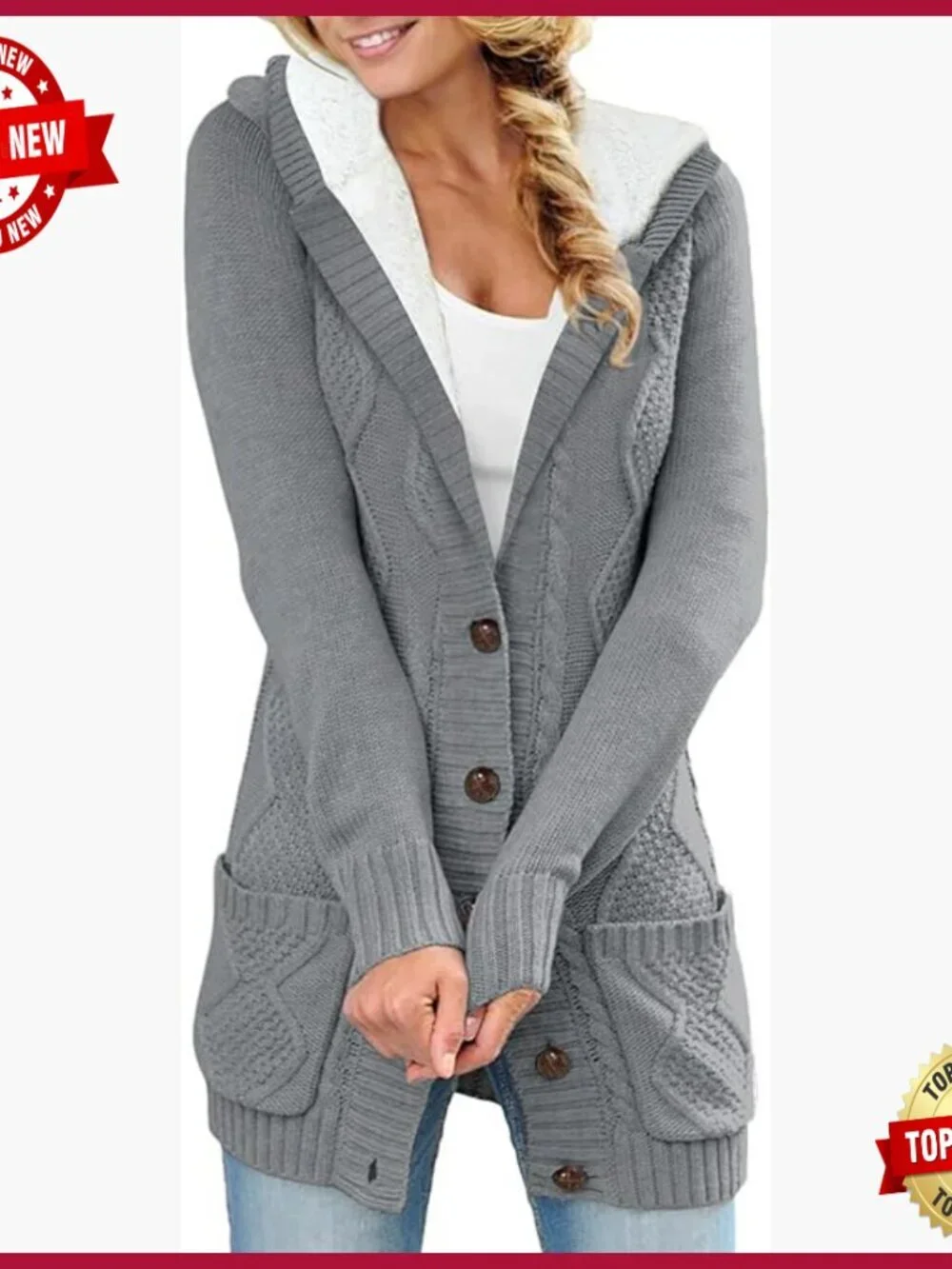 Hooded Fleece Lined Cardigan Sweater Coats with Pockets Winter Jacket